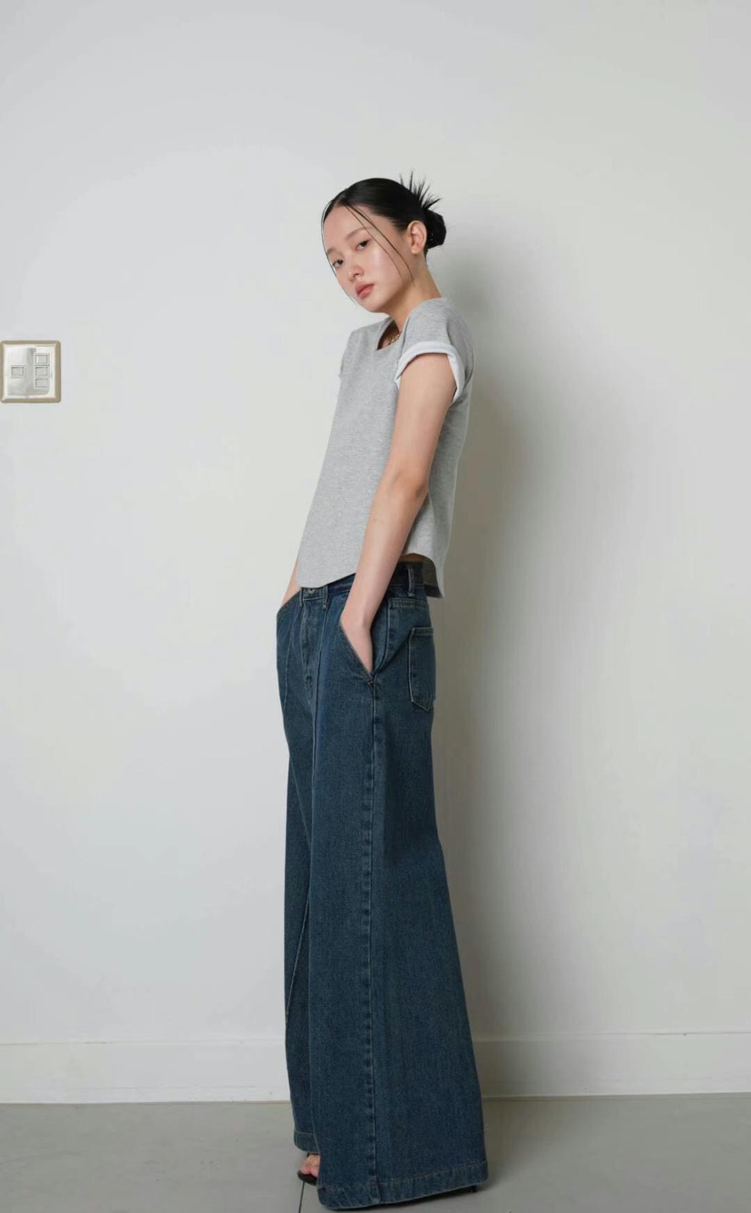 GENTLE B/LOVENTINA韓國直郵實拍女士新品時尚牛仔褲褶裥GENTLE B/LOVENTINA牛仔褲