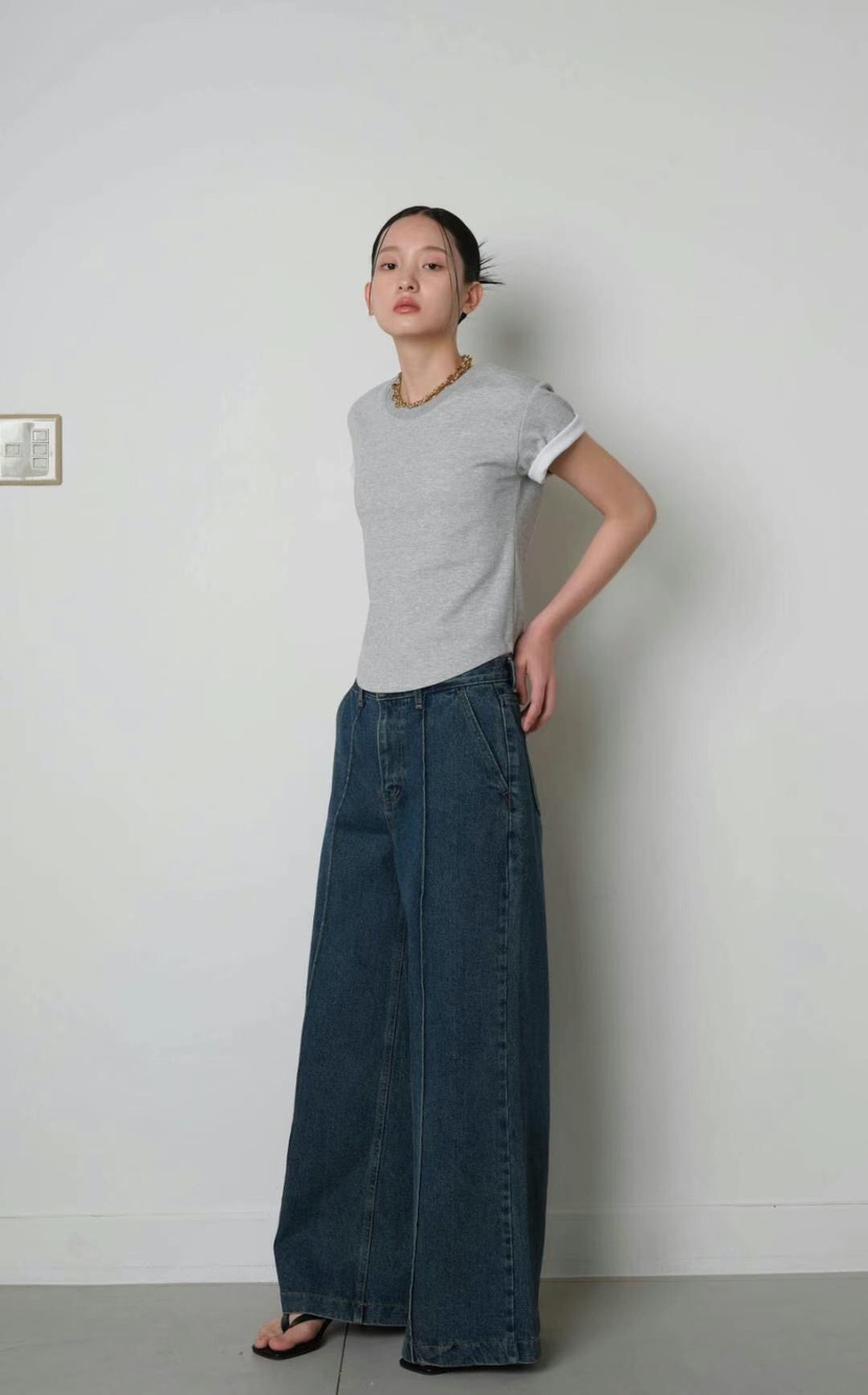 GENTLE B/LOVENTINA韓國直郵實拍女士新品時尚牛仔褲褶裥GENTLE B/LOVENTINA牛仔褲