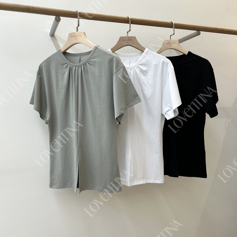 GENTLE B/LOVENTINA韓國直郵女士新款休閑推薦職業T恤褶皺GENTLE B/LOVENTINAT恤