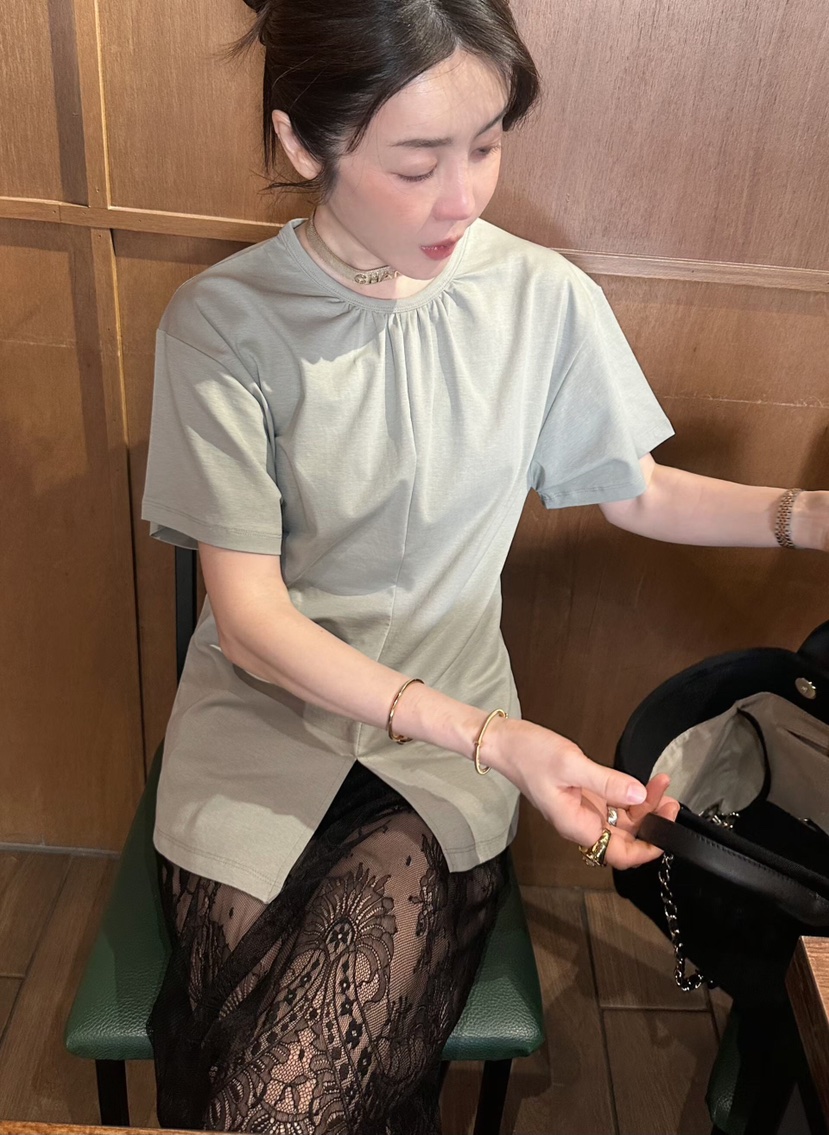 GENTLE B/LOVENTINA韓國直郵女士新款休閑推薦職業T恤褶皺GENTLE B/LOVENTINAT恤圖色2