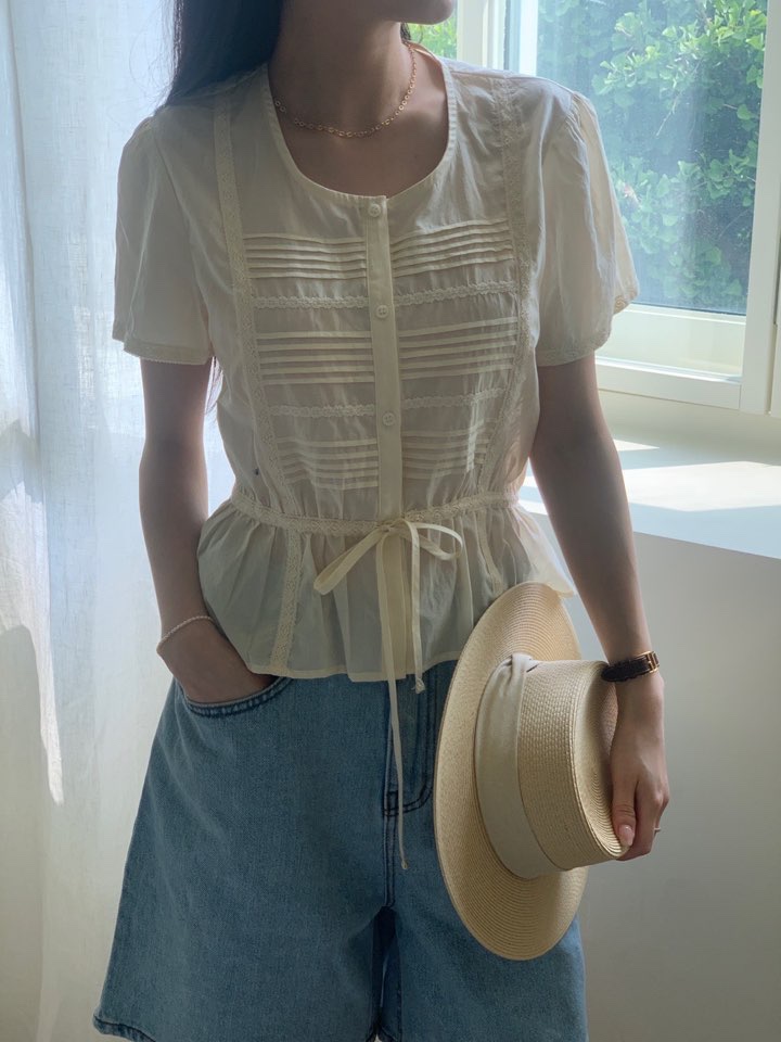 MILUI韓國直郵女裝新品26夏季休閑推薦職業熱賣襯衫蕾絲衫MILUI襯衫/蕾絲衫