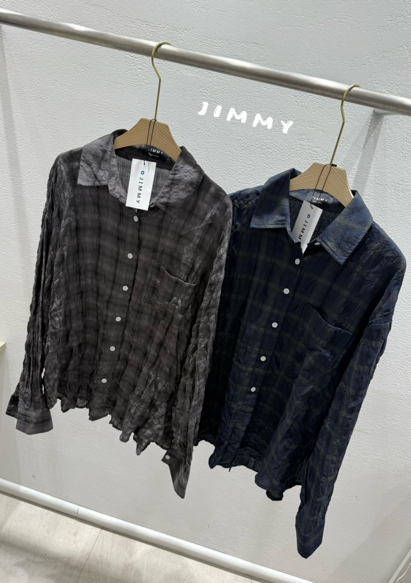 JIMMY韓國直郵女裝新款時尚推薦人氣職業襯衫蕾絲衫復古格子JIMMY/REMAKE襯衫/蕾絲衫