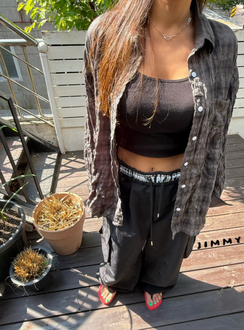 JIMMY韓國直郵女裝新款時尚推薦人氣職業襯衫蕾絲衫復古格子JIMMY/REMAKE襯衫/蕾絲衫