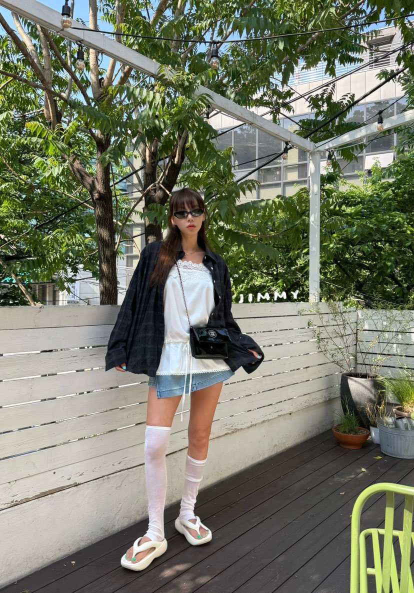 JIMMY韓國直郵女裝新款時尚推薦人氣職業襯衫蕾絲衫復古格子JIMMY/REMAKE襯衫/蕾絲衫