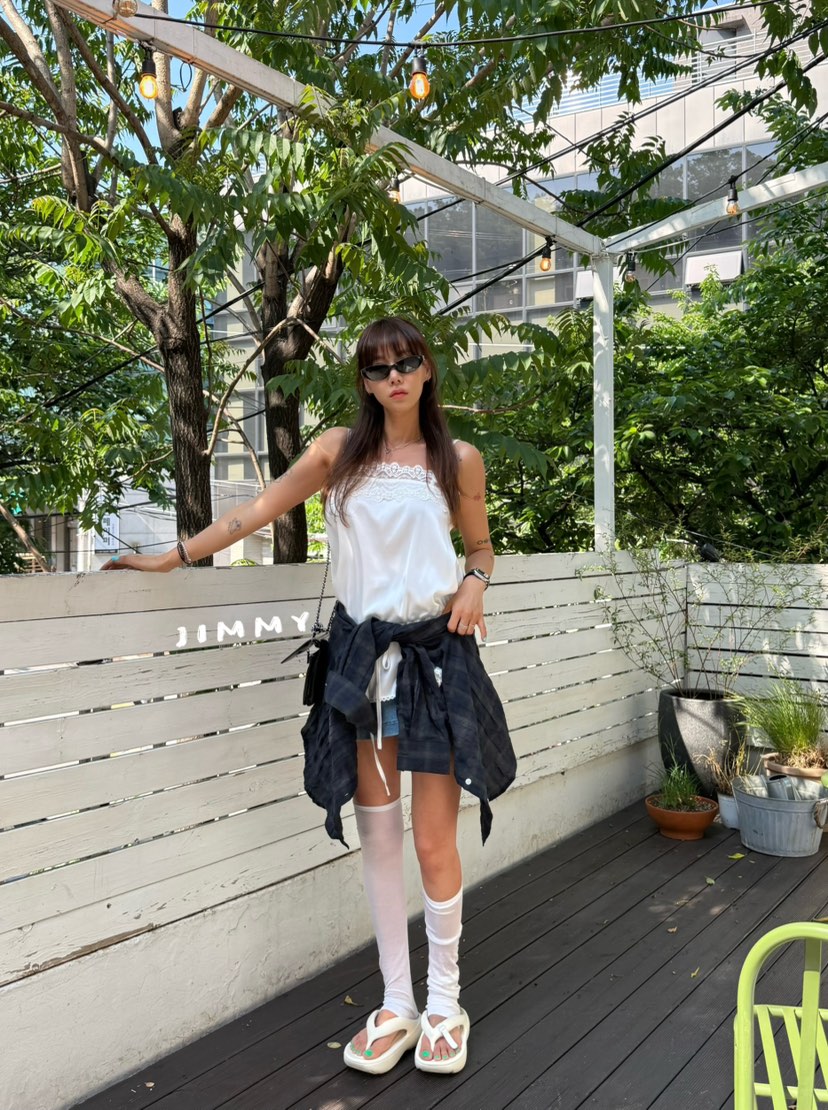 JIMMY韓國直郵女裝新款時尚推薦人氣職業襯衫蕾絲衫復古格子JIMMY/REMAKE襯衫/蕾絲衫