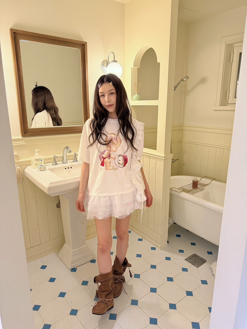 BOUTIQUE-L韓國代購女裝新品休閑26夏季26春夏職業熱賣T恤BOUTIQUE-LT恤圖色3