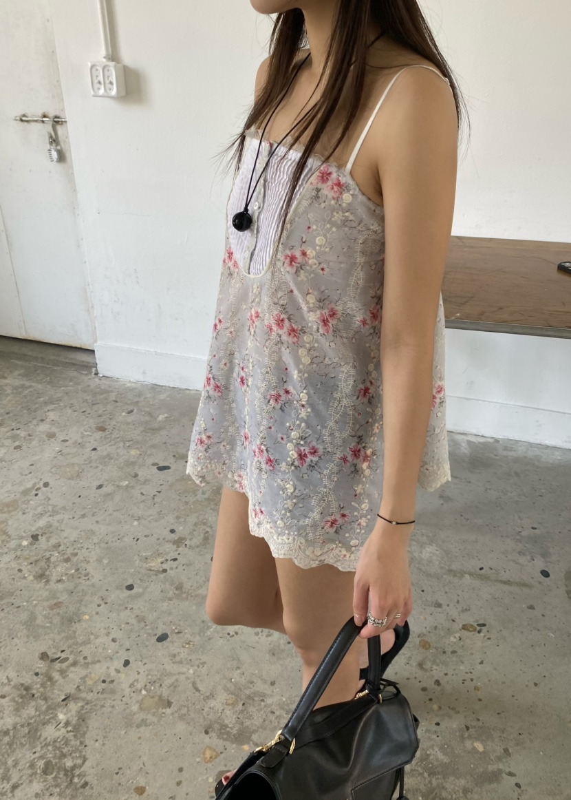 OUPPT韓國東大門直郵女裝新品26春夏人氣熱賣吊帶背心提花OUPPT吊帶/背心