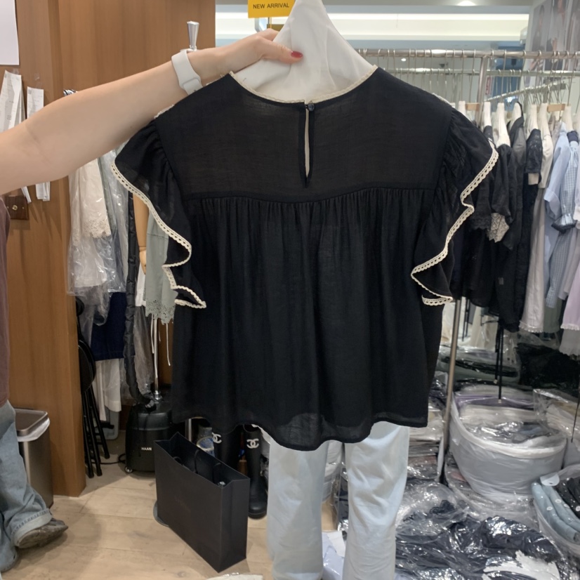 OGI韓國直郵女士新品休閑職業人氣時尚熱賣襯衫蕾絲衫刺繡FLat OGI襯衫/蕾絲衫