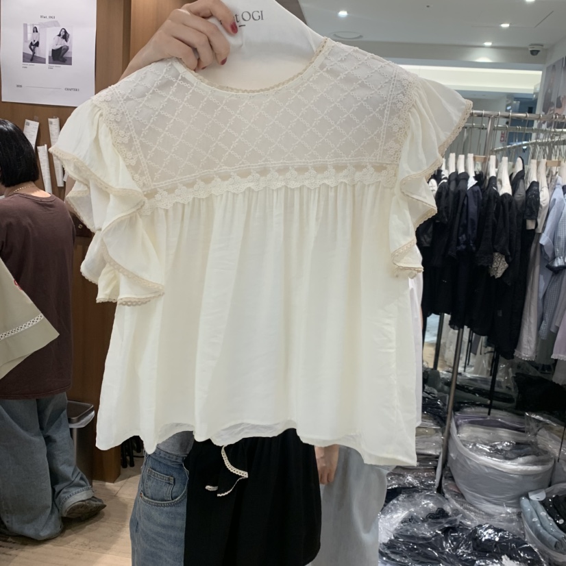 OGI韓國直郵女士新品休閑職業人氣時尚熱賣襯衫蕾絲衫刺繡FLat OGI襯衫/蕾絲衫圖色1