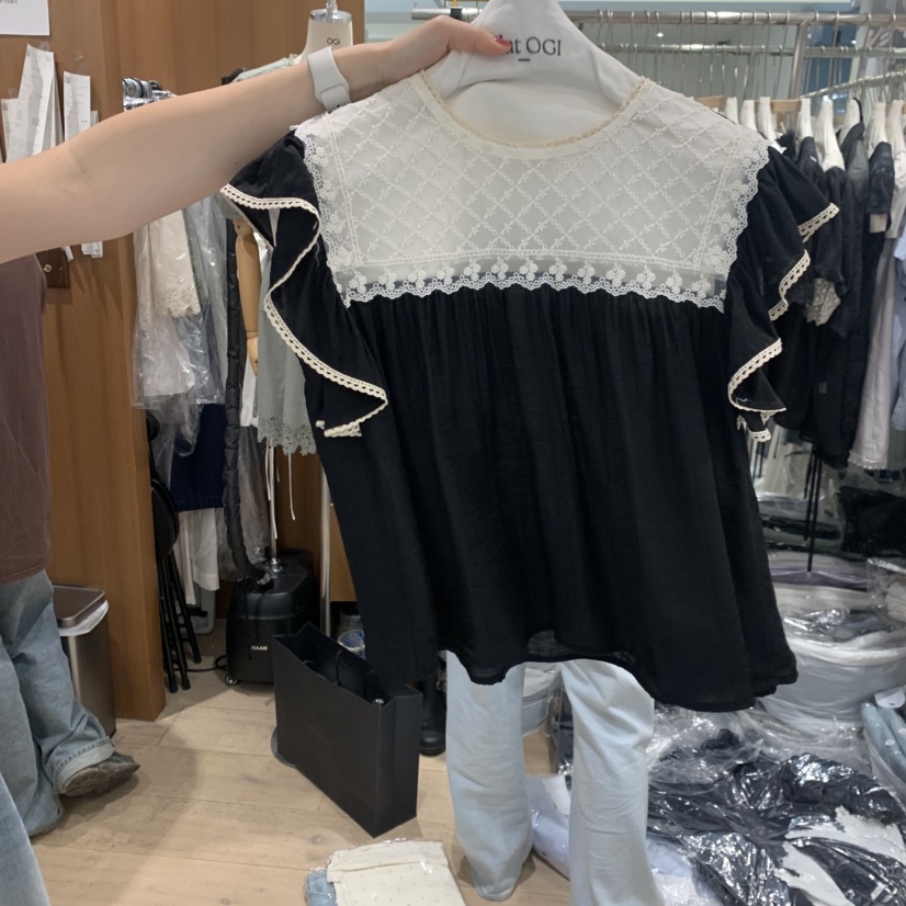 OGI韓國直郵女士新品休閑職業人氣時尚熱賣襯衫蕾絲衫刺繡FLat OGI襯衫/蕾絲衫圖色2