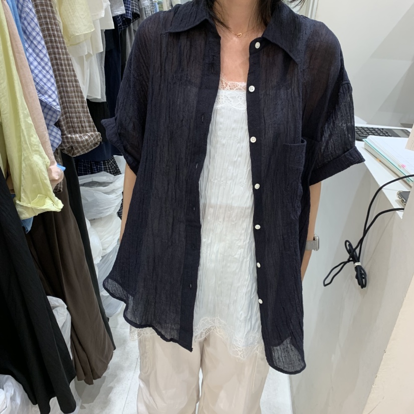 ASOME韓國直郵實拍女士新款休閑人氣熱賣26夏季襯衫蕾絲衫褶皺A.SOME襯衫/蕾絲衫圖色2