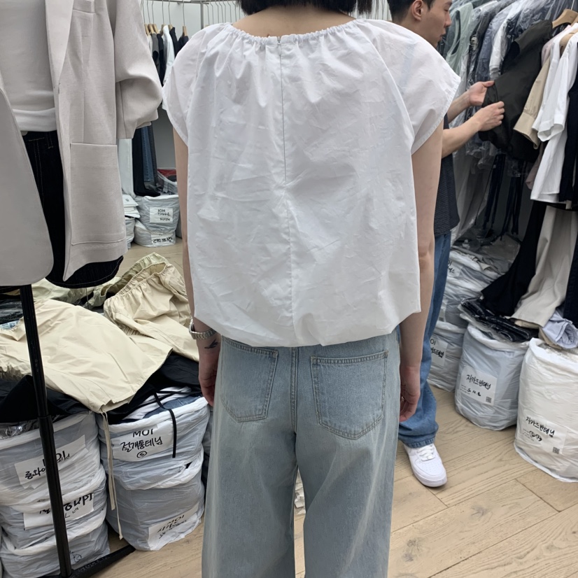 MOI-A韓國東大門代購女裝新品熱賣襯衫蕾絲衫插肩袖褶皺MOI-A襯衫/蕾絲衫