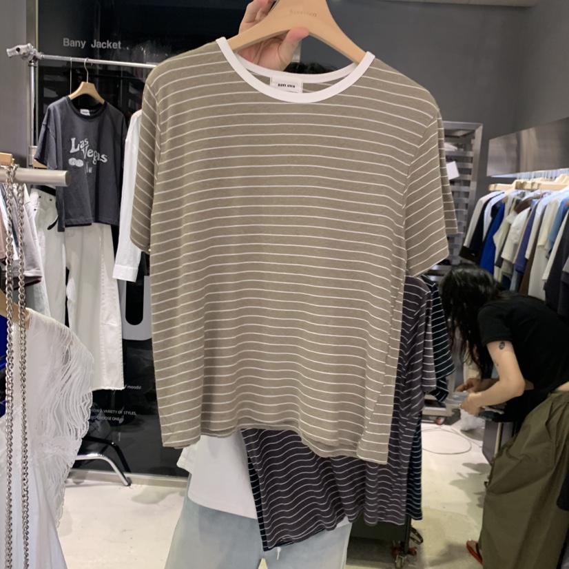 BANY ANCO韓國直郵女裝新品休閑人氣26夏季熱賣26春夏T恤亞麻BANY ANCOT恤圖色2