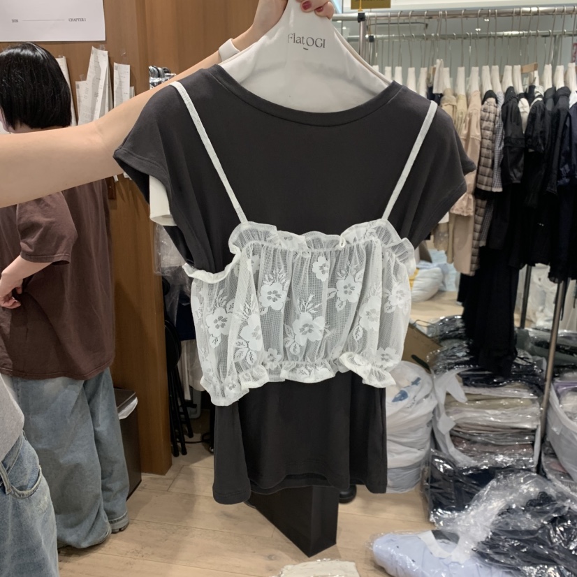 OGI韓國東大門直郵女士新品時尚推薦職業休閑26春夏T恤假兩件FLat OGIT恤圖色1