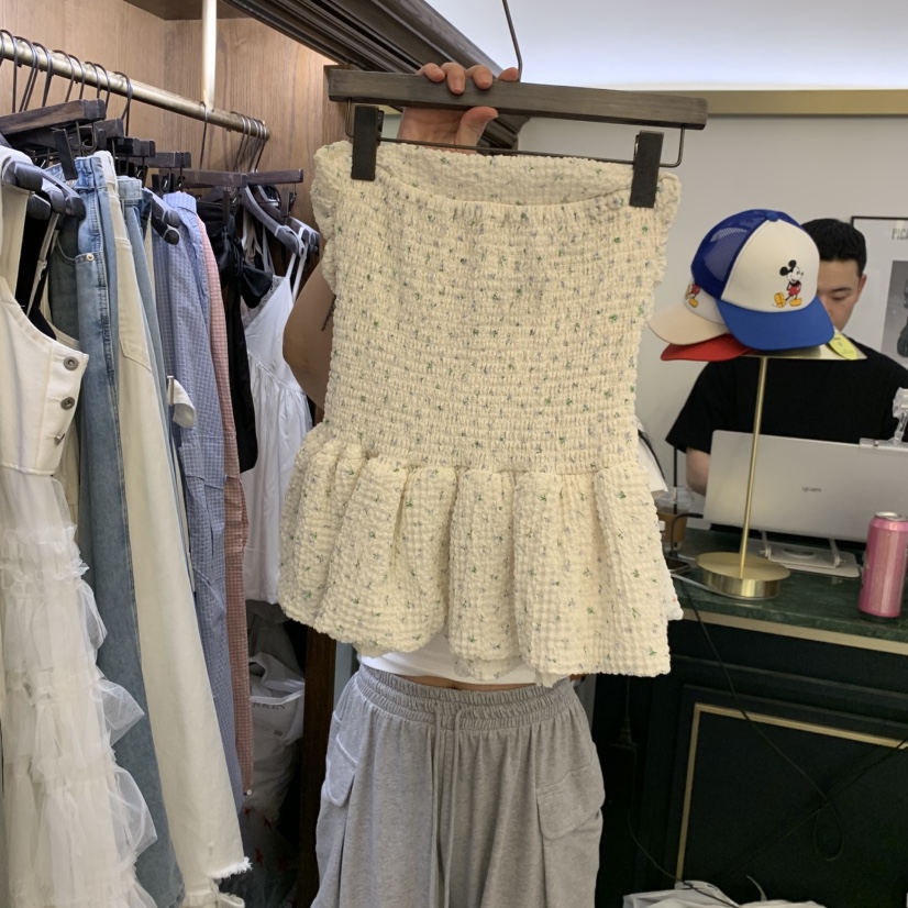 VIRKIN韓國東大門代購女士新款人氣26春夏26夏季吊帶背心褶皺VIRKIN吊帶/背心