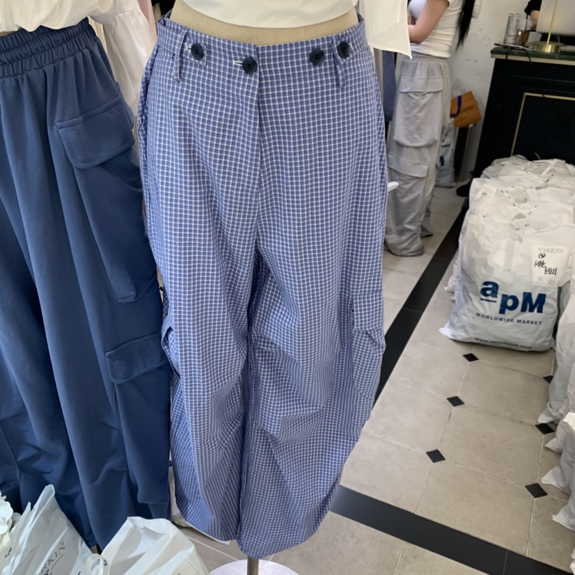 VIRKIN東大門實拍韓國女士新品26夏季推薦休閑休閑褲格子VIRKIN休閑褲圖色1