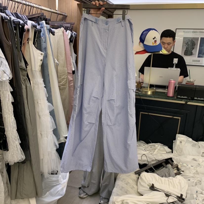 VIRKIN東大門實拍韓國女士新品26夏季推薦休閑休閑褲格子VIRKIN休閑褲圖色2