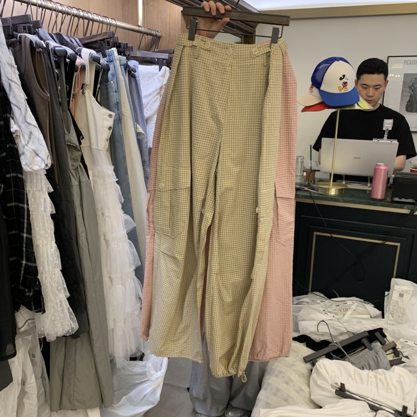 VIRKIN東大門實拍韓國女士新品26夏季推薦休閑休閑褲格子VIRKIN休閑褲圖色3