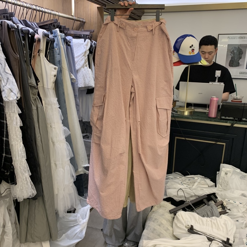 VIRKIN東大門實拍韓國女士新品26夏季推薦休閑休閑褲格子VIRKIN休閑褲圖色4