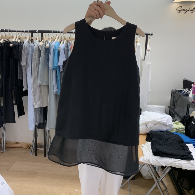 SPAGHETTI韓國東大門直郵女裝新品26春夏推薦襯衫蕾絲衫雙層spaghetti襯衫/蕾絲衫圖色3