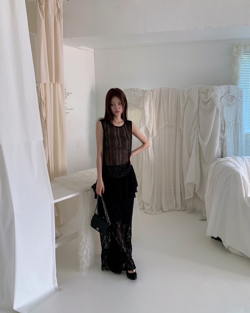 MAISONDEGLORY韓國直郵女裝新款休閑職業打底褲鯊魚褲蕾絲花MAISON DE GLORY打底褲/鯊魚褲