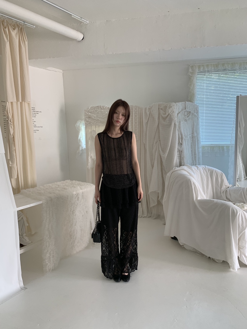 MAISONDEGLORY韓國直郵女裝新款休閑職業打底褲鯊魚褲蕾絲花MAISON DE GLORY打底褲/鯊魚褲