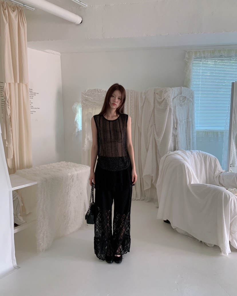 MAISONDEGLORY韓國直郵女裝新款休閑職業打底褲鯊魚褲蕾絲花MAISON DE GLORY打底褲/鯊魚褲圖色2