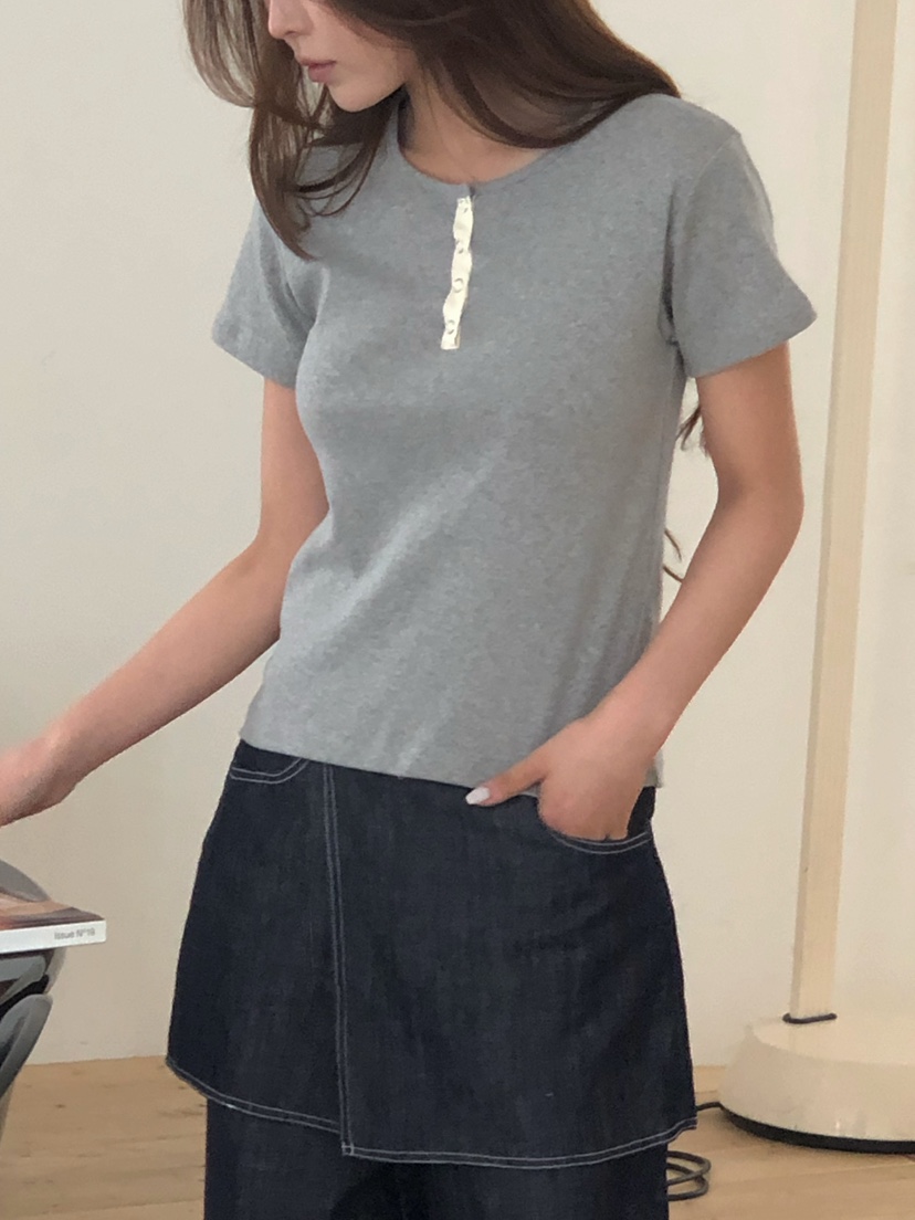 ONDO-P韓國直郵女士新品熱賣休閑職業時尚推薦T恤人字紋ONDO-PT恤