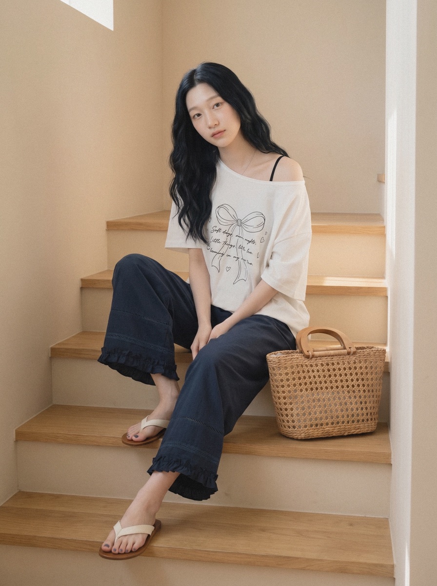 BEFORE SUNRISE韓國直郵女裝新款推薦時尚人氣26春夏T恤絲帶BEFORE SUNRISET恤