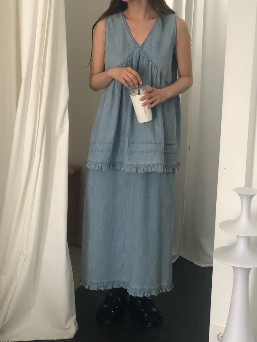 ONDO-P韓國代購女士新品26春夏時尚人氣推薦吊帶背心荷葉邊ONDO-P吊帶/背心