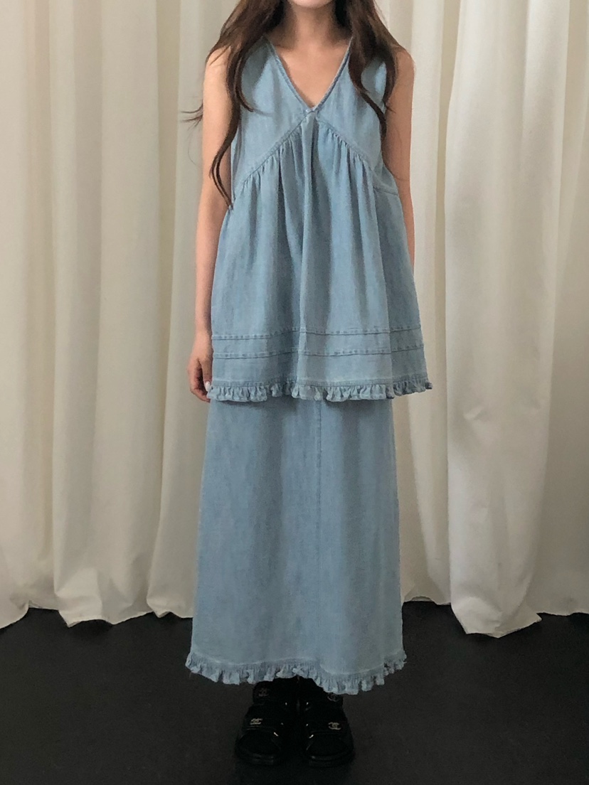 ONDO-P韓國代購女士新品26春夏時尚人氣推薦吊帶背心荷葉邊ONDO-P吊帶/背心