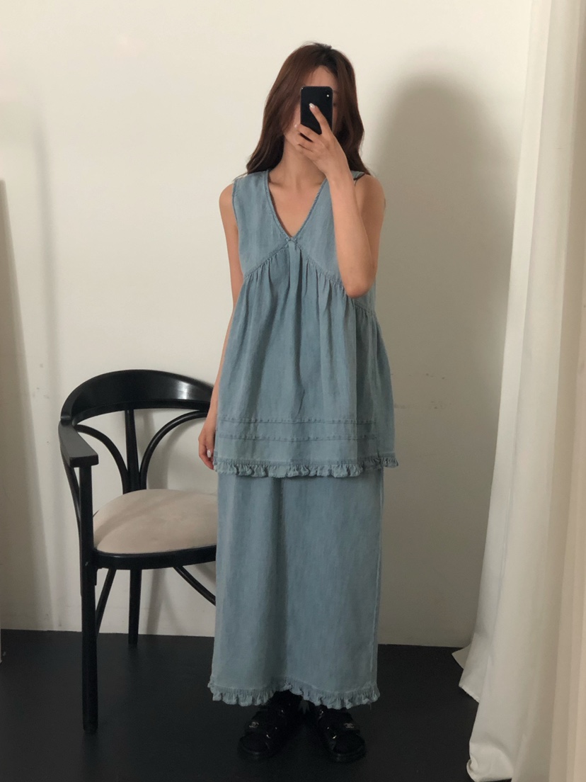 ONDO-P韓國代購女士新品26春夏時尚人氣推薦吊帶背心荷葉邊ONDO-P吊帶/背心