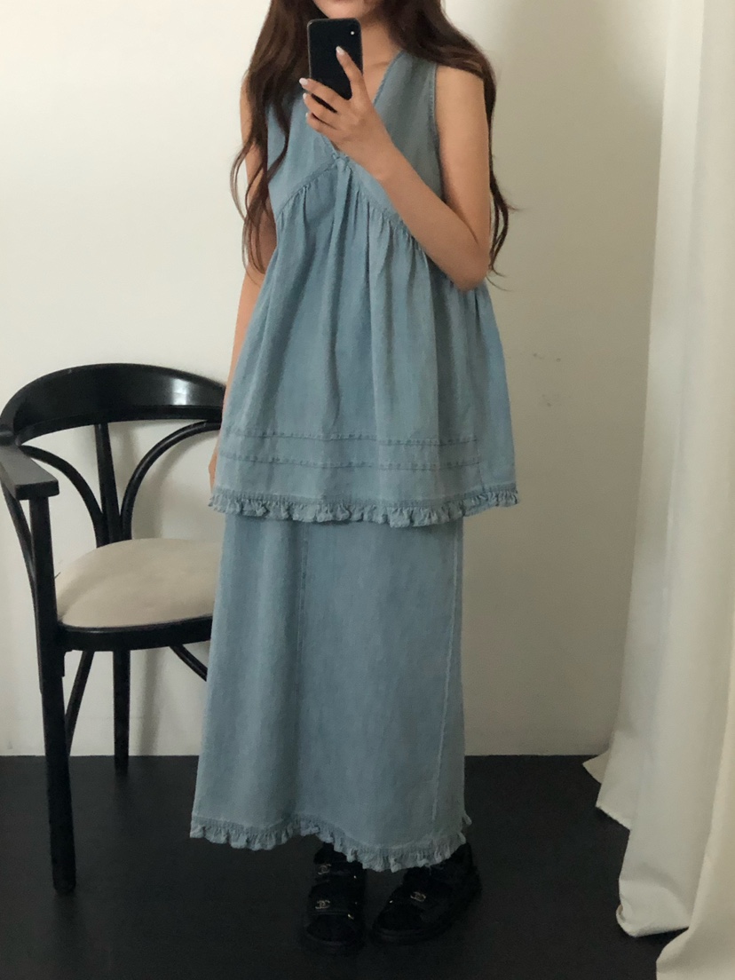 ONDO-P韓國代購女士新品26春夏時尚人氣推薦吊帶背心荷葉邊ONDO-P吊帶/背心
