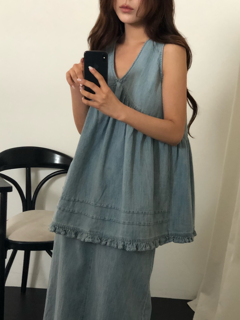 ONDO-P韓國代購女士新品26春夏時尚人氣推薦吊帶背心荷葉邊ONDO-P吊帶/背心