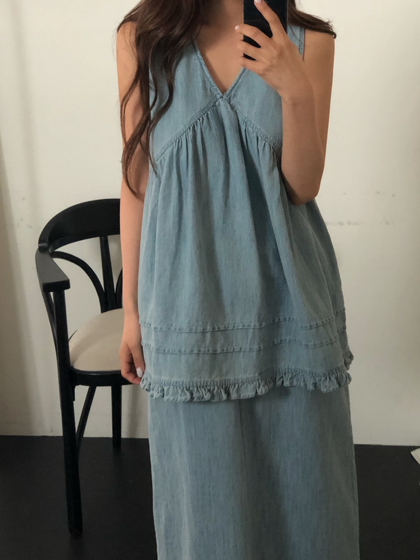 ONDO-P韓國代購女士新品26春夏時尚人氣推薦吊帶背心荷葉邊ONDO-P吊帶/背心圖色1