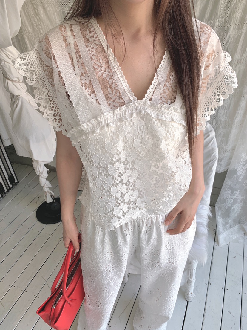MAISONDEGLORY韓國代購女裝新款推薦熱賣26春夏襯衫蕾絲衫蕾絲MAISON DE GLORY襯衫/蕾絲衫