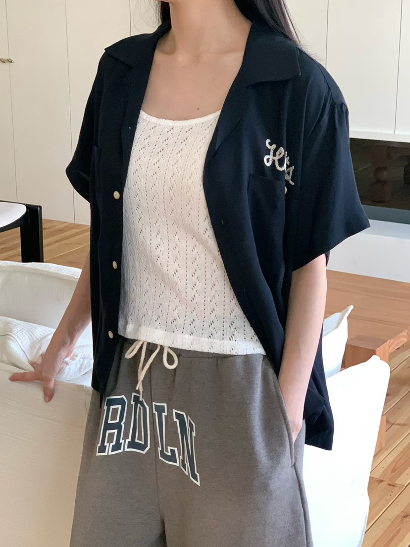 BINUS韓國東大門代購女士新品26春夏26夏季襯衫蕾絲衫刺繡BINUS襯衫/蕾絲衫