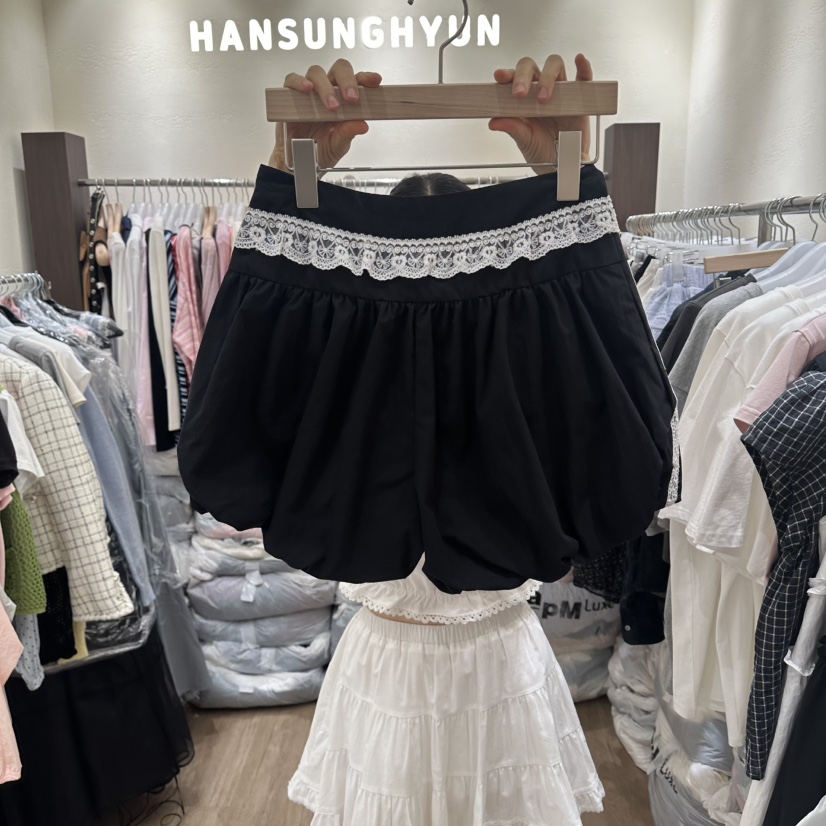 HANSUNGHYUN韓國直郵女裝新款職業26春夏休閑時尚短褲蕾絲HANSUNGHYUN短褲
