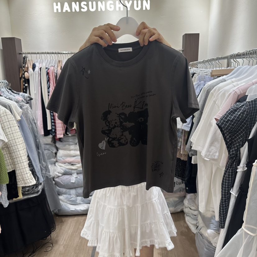 HANSUNGHYUN韓國東大門代購女裝新款26夏季T恤泰迪熊純棉HANSUNGHYUNT恤圖色2
