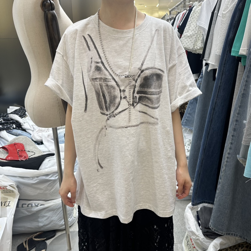 MADCITY/SAGAFURS韓國直郵女裝新款休閑職業T恤不含項鏈MADCITY/SAGAFURST恤圖色2灰白色