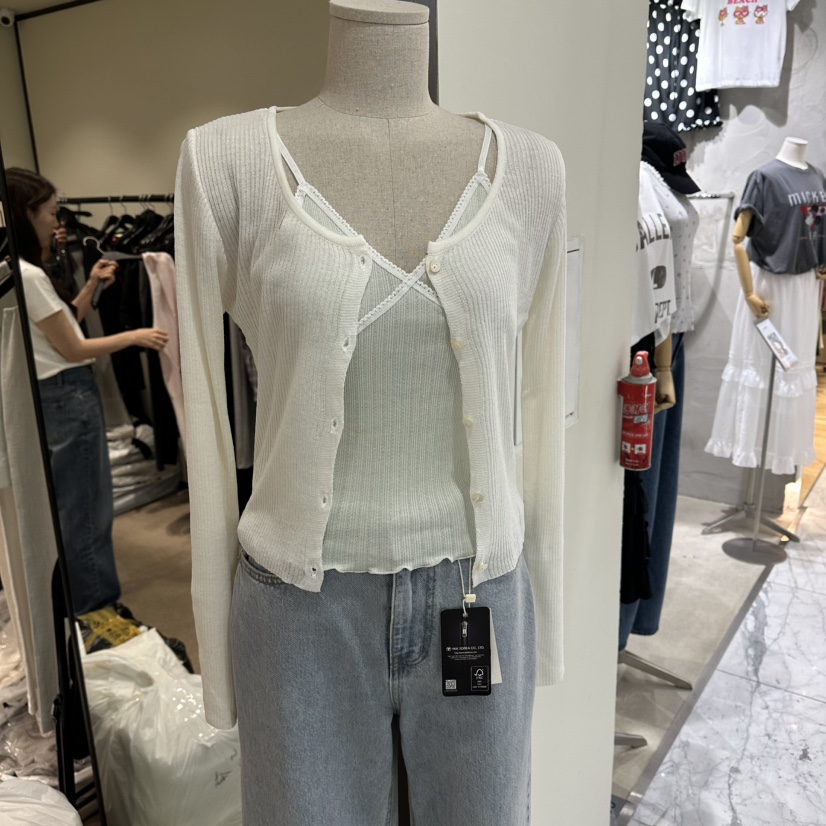 RE STOCK韓國直郵實拍女士新品職業熱賣人氣針織衫亞麻羅紋RE STOCK針織衫圖色4