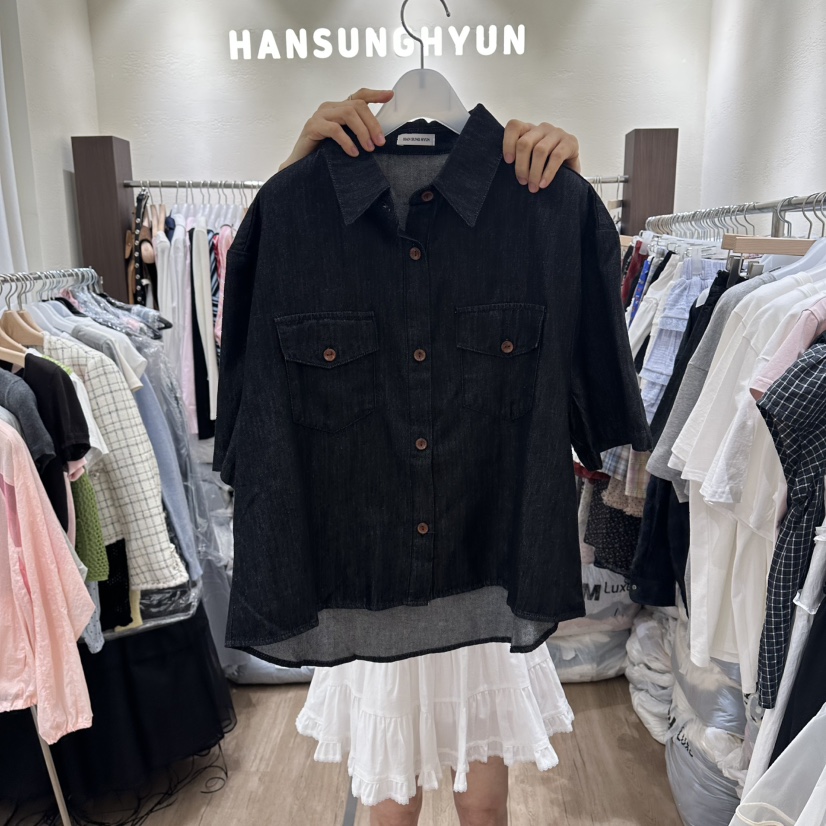HANSUNGHYUN韓國代購女士新款休閑時尚人氣職業襯衫蕾絲衫HANSUNGHYUN襯衫/蕾絲衫圖色1