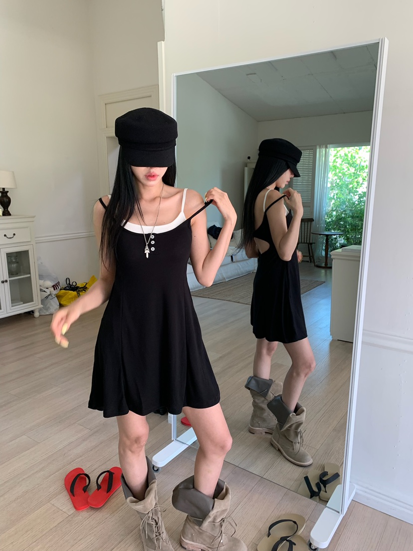 BADCALM韓國直郵女士新款人氣時尚26夏季熱賣休閑連衣裙紐扣BADCALM連衣裙圖色1