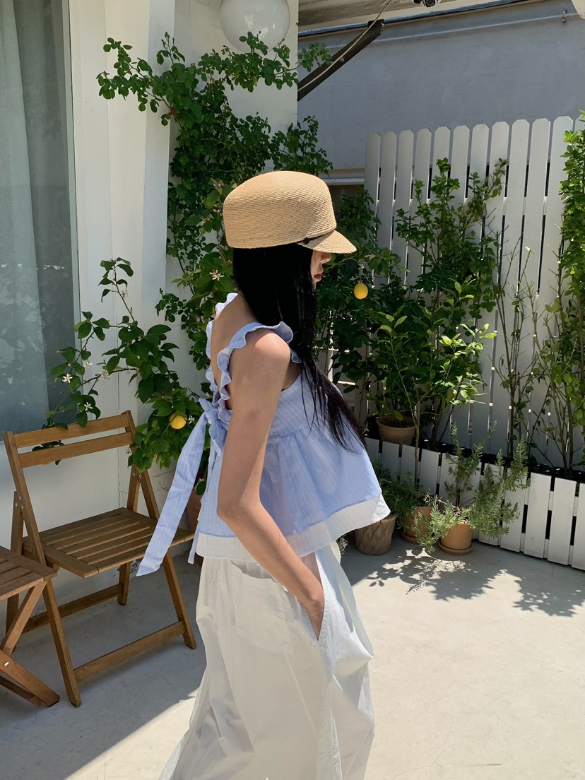 BADCALM韓國東大門直郵女士新品推薦職業休閑吊帶背心荷葉邊BADCALM吊帶/背心