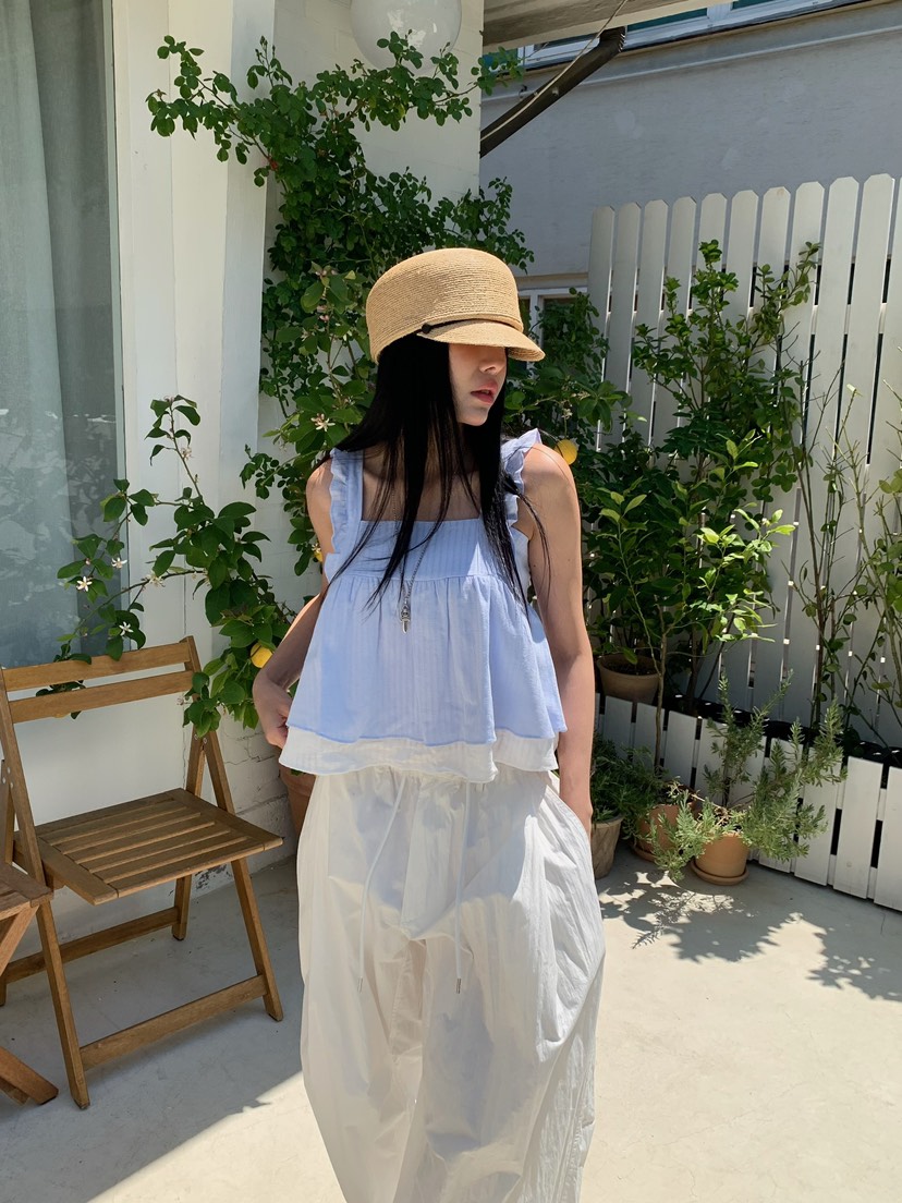 BADCALM韓國東大門直郵女士新品推薦職業休閑吊帶背心荷葉邊BADCALM吊帶/背心
