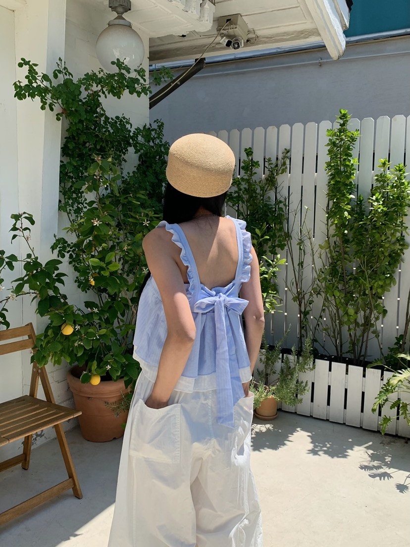 BADCALM韓國東大門直郵女士新品推薦職業休閑吊帶背心荷葉邊BADCALM吊帶/背心