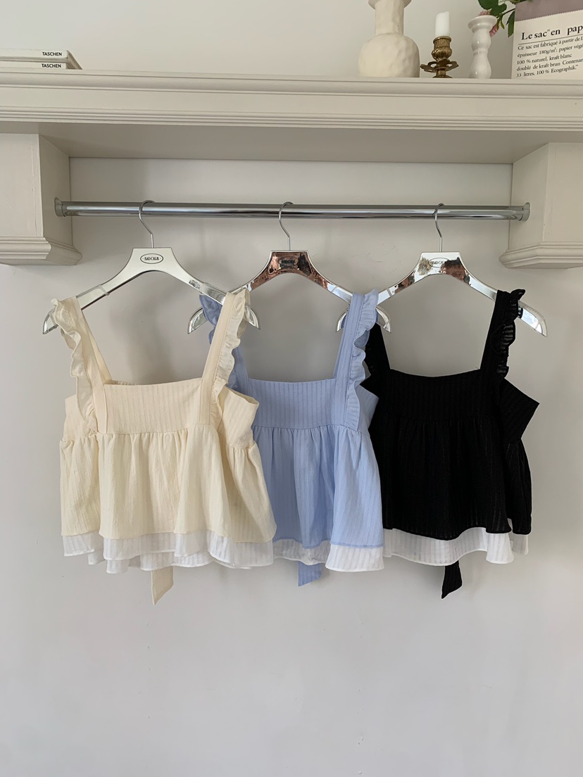 BADCALM韓國東大門直郵女士新品推薦職業休閑吊帶背心荷葉邊BADCALM吊帶/背心