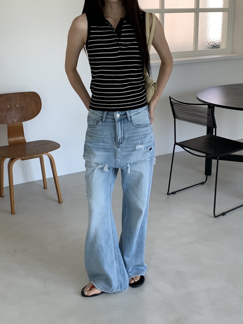 RIVER RAIN韓國直郵實拍女裝新品職業人氣26夏季休閑牛仔褲RIVER RAIN牛仔褲