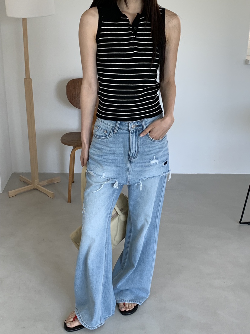RIVER RAIN韓國直郵實拍女裝新品職業人氣26夏季休閑牛仔褲RIVER RAIN牛仔褲