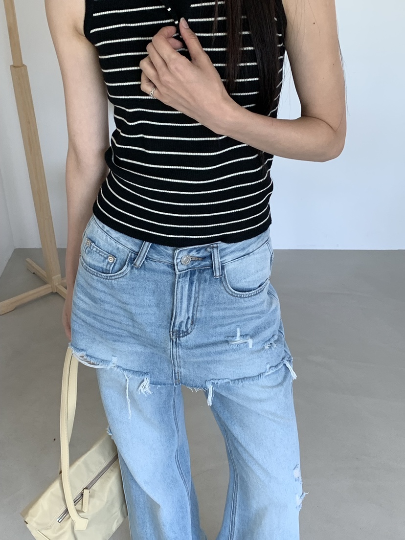 RIVER RAIN韓國直郵實拍女裝新品職業人氣26夏季休閑牛仔褲RIVER RAIN牛仔褲